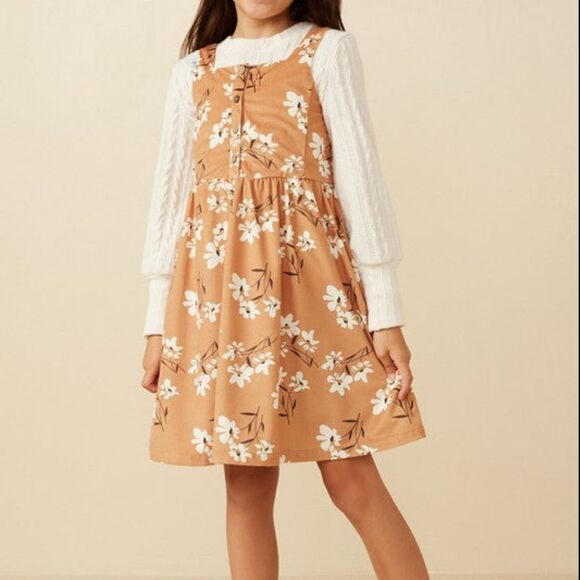 NWT Girls Mustard floral dress with pockets